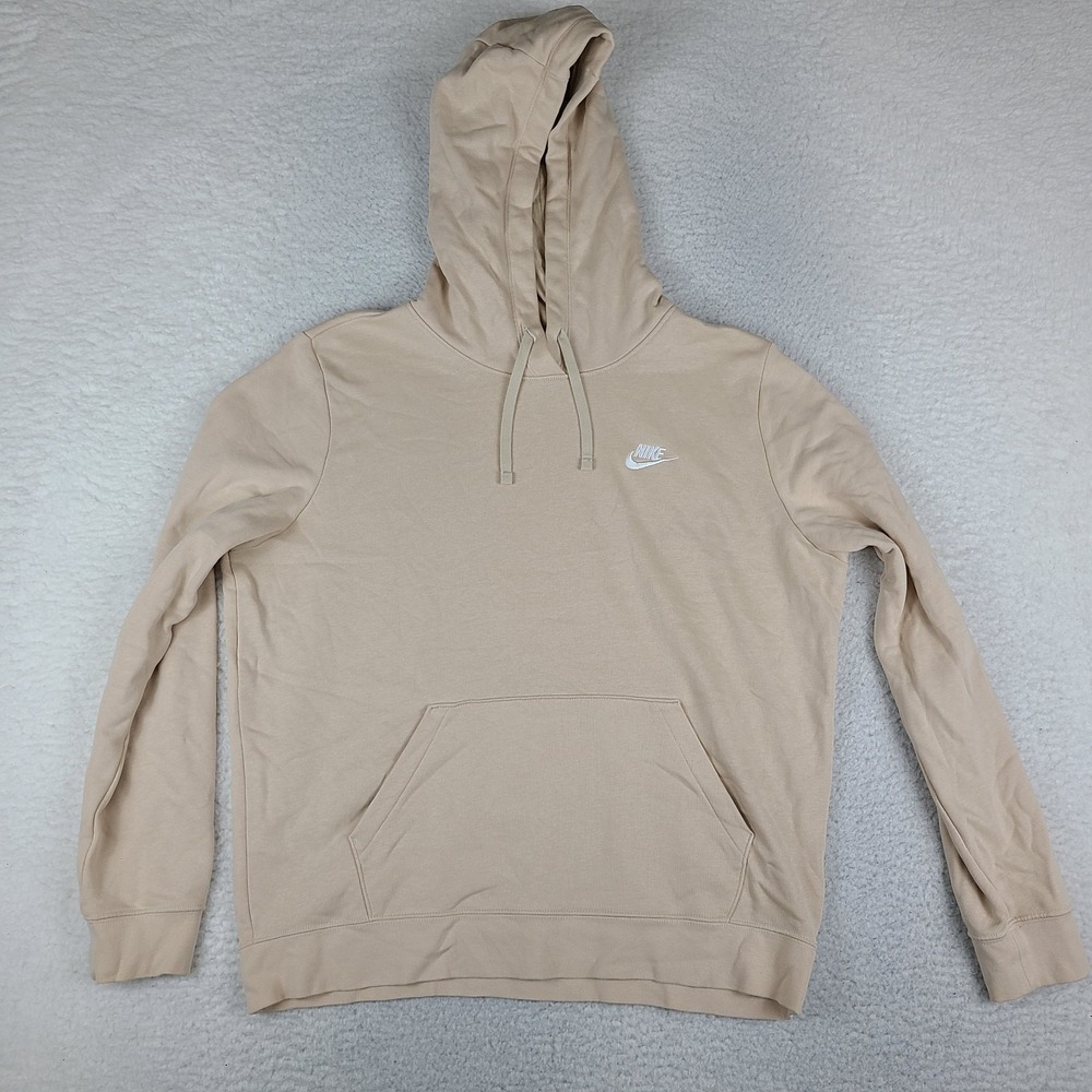 Nike Sportswear Club Fleece Hoodie Womens Large Beige Cotton DQ5793-128